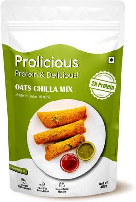 Prolicious High Protein Oats Chilla Mix | Instant Breakfast | Just add Water 400 g