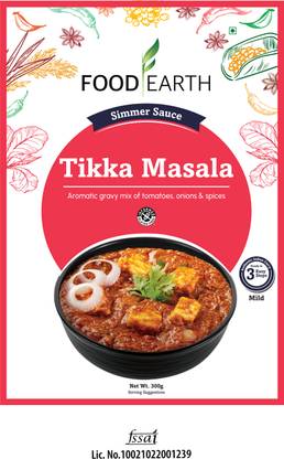 Food Earth Tikka Masala Simmer Sauce – Creamy Tomato & Spices, Authentic Indian Curry 300 g
