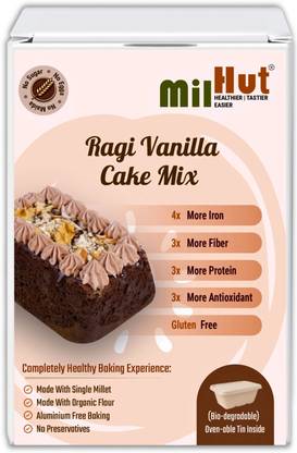 MilHut Ragi Vanilla Millet Cake Mix – Gluten-Free, Eggless, No Maida, Yeast free | 350g 350 g