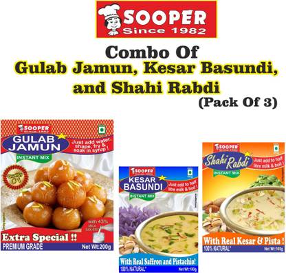 सूपर गुलाब जामुन मिक्स 200g + बासुंदी मिक्स 100g + शाही रबड़ी 100g कॉम्बो 400 g