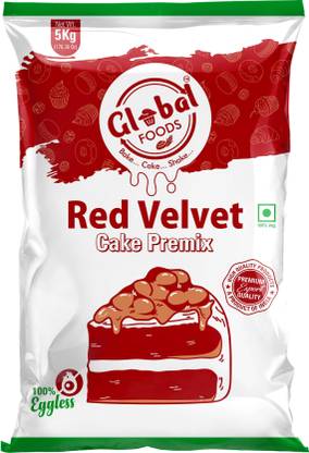 GLOBAL FOODS Red Velvet Cake Premix - Premium ( Egg Less) 5 kg