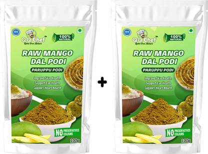 QQ Chef Raw Mango Dal Powder Paruppu Podi combo for Rice, Idly, Dosa, No Preservatives 100 g