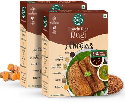 The Naturik Co Co Ragi Cheela Mix , Ready to Cook Chilla/Dosa for Healthy Breakfast 500 g