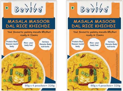 bevive Masala Masoor Rice Ready To Cook Khichdi Mix Total 8 Pouches Each 80g Net 640 g