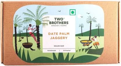 Two Brothers Organic Farms Date Palm Jaggery/Nolen/Jhola Gur Healthy and Tasty(Date Palm Jaggery Solid) Cubes Jaggery