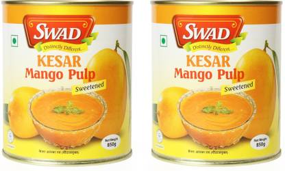 SWAD Distinctly Different and Delicious Sweet Kesar Mango Pulp | 850g Each | Pack of 2 1700 g