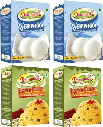 Dharmasut 2 Vanilla + 2 Kesar Pista Instant Ice cream Mix Powder 400 g