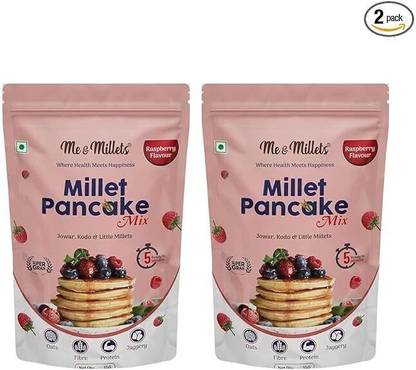 ME & MILLETS Millet Pancake Mix Raspberry Flavoured | 2 x 150g | No refined Sugar 300 g