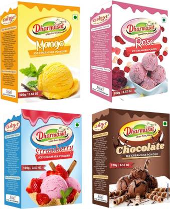 Dharmasut Mango + Rose + Strawberry + Chocolate Instant Ice Cream Mix Powder 400 g