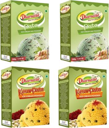 Dharmasut 2 Pista + 2 Kesar Pista Instant Ice cream Mix Powder 400 g