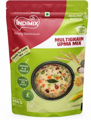 INDIMIX Instant Ready to Cook Multigrain Upma Mix | Ready In 3 Steps | Healthy & Tasty 200 g