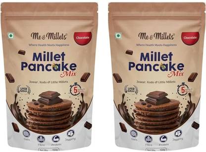 ME & MILLETS Millet Chocolate Pancake Mix | No refined Sugar | 2x150g | with Jaggery 300 g