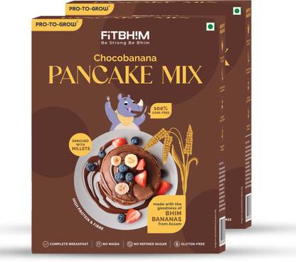 Pro-To-Grow Fitbhim Chocobanana Instant Pancake Mix|No Maida|Millet based|Banana & Chocolate 500 g