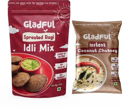 Gladful Ragi Idli with Coconut Chutney Mix No Palm Oil No Transfat High in Protein 500 g