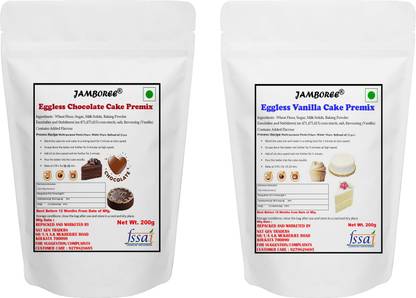 JAMBOREE Eggless Chocolate & Vanilla Premix Combo Instant Cake Mix 3 Step Prep Mix & Bake 400 g
