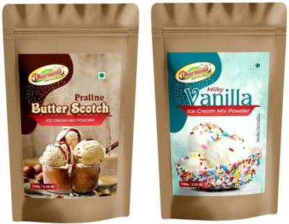 Dharmasut Premium Butterscotch + Premium Vanilla Ice Cream Mix Powder 150g Each 300 g