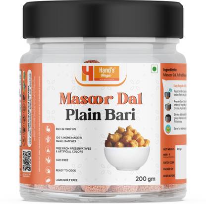 HANDS MAGIC Hand’s Magic Masoor Dal Plain Bari | High Protein | Ready to Cook | 200 g