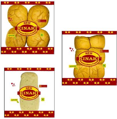 KINAKI Combo Pack of Pav Bhaji Bread, Buger Bun, White Naan Kulcha 250 g