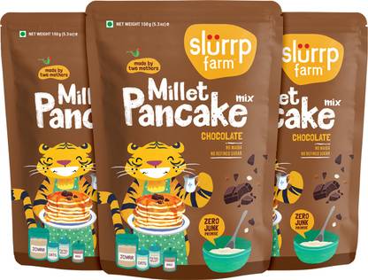Slurrp Farm Instant Breakfast Millet Pancake Mix, Chocolate and Supergrains, Natural and Healthy Food, (150g each), 450g (pack of 3) 450 g