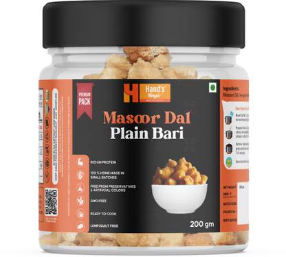 HANDS MAGIC Masoor Dal Plain Bari – Premium Pack | High Protein | Ready to Cook | 200 g