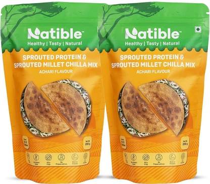 Natible Sprouted Protein & Sprouted Millet Chilla Dosa Mix, Achari Flavour 400 g