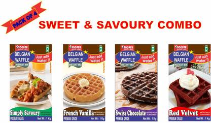 SOOPER BELGIAN WAFFLE PREMIX COMBO OF 4 FLAVOURS 4 kg