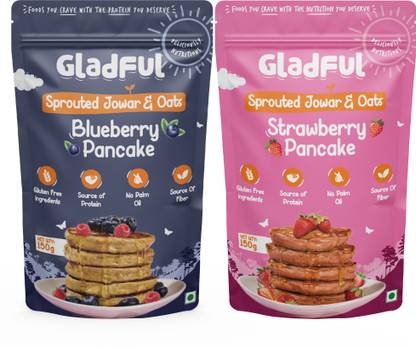 Gladful Strawberry and Blueberry Pancake Mix High Protein Plant Based Breakfast Mix 300 g