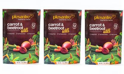 plesantre Carrot & Beetroot Idli - Instant Ready to Cook Breakfast Premix 600 g