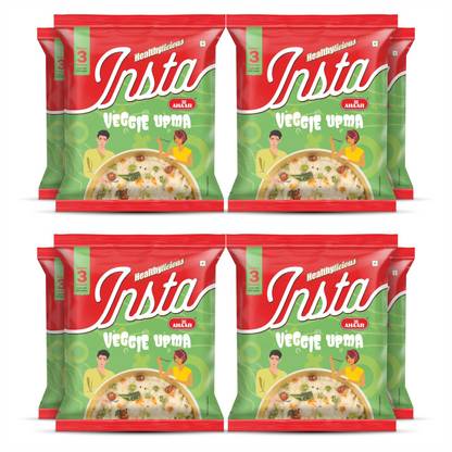 Insta Ahaar Veggie Upma - Pack of 8 (60g Each) | Ready-to-Eat | Instant Snack 480 g