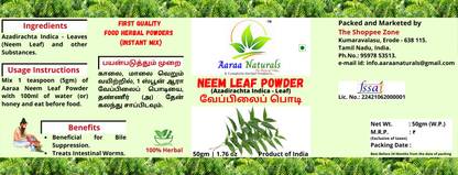 Aaraa Neem Leaf Powder (Azadirachta Indica - Leaves) 50gm 50 g