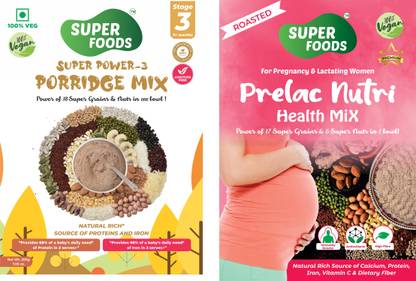 Super Foods Super Power 3 Porridge Mix 200g & Prelac Nutri Health Mix 500g 700 g