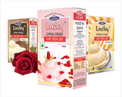 Lucky China Grass Rosy Vanilla Scotch Combo (Vanilla+Rose+Butterscotch) 300 g