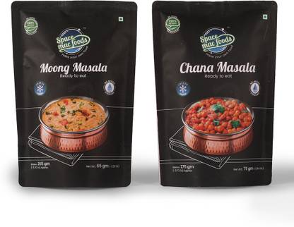 SPACEMAC FOODS Freeze Dried Moong Masala & Chana Masala Easy to cook, Instant Mix Combo 140 g