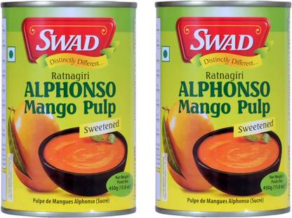 SWAD Combo of Ratnagiri Alphonso Pure Mango Pulp | 450g Each 900 g