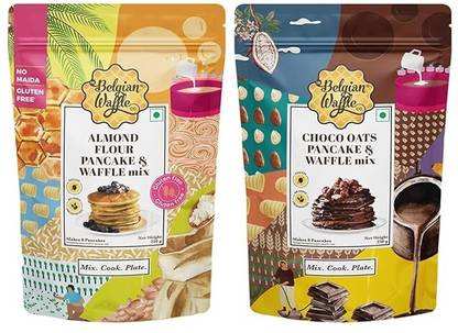 The Belgian Waffle Co Choco Oats Pancake & Waffle Premix + Almond Flour Pancake & Waffle Premix 500 g