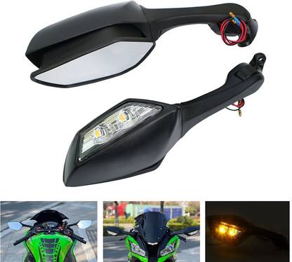 Vagary Adjustable Mirror With Led Turn led Indicator For Ninja Zx10r, V-3/V-4 Rearview Radar Mirror