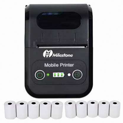 Milestone MPT-II 58mm 2inch Thermal Bluetooth Receipt Bill Printer With 10PCS Thermal Roll Thermal Receipt Printer