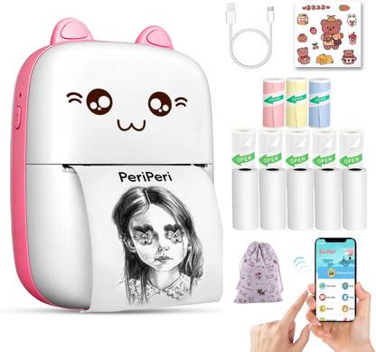 PeriPeri C6 Gift Box Mini Inkless Bluetooth Pocket Thermal Printer with Pouch, 10 Rolls Thermal Receipt Printer