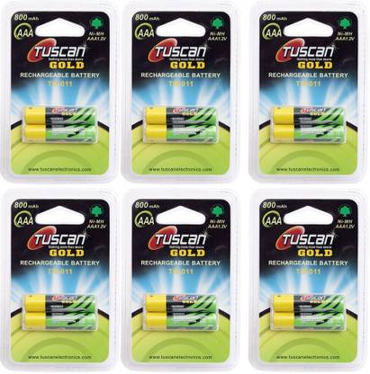 TUSCan GOLD AAA 800 mAh 6 Pack (12Pcs) Rechargeable Ni-MH Battery