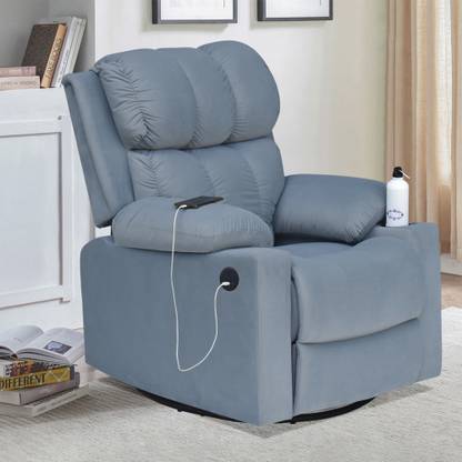 ARRA Royale Relaxer Fabric 1 Seater Motorised, Rocking & Revolving Recliner - Grey Fabric Powered Swivel & Rocker Recliner