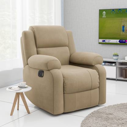 GREEN SOUL Comfy|Single Seater Recliner Sofa with Suede Fabric|Relaxing Brown Fabric Manual Recliner