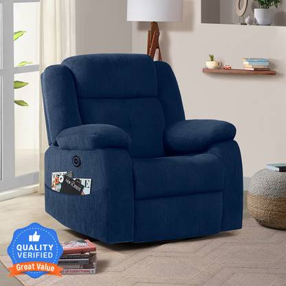 Sleepyhead Motorized Single Seater Recliner With USB Port & Side Pocket Fabric Powered Recliner