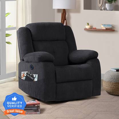 Sleepyhead Motorized Single Seater Recliner With USB Port & Side Pocket Fabric Powered Recliner