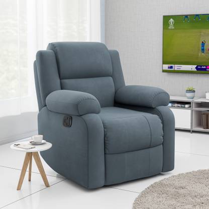 GREEN SOUL Comfy | Single Seater Recliner Sofa with Suede Fabric|Dark Grey Fabric Manual Recliner