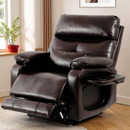 FRIENDS LIFE Leather Powered Swivel & Rocker Recliner
