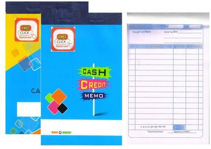 First Click CASH MEMO CASH MEMO CREDIT MEMO 2 BOOKLET (100 Printed Format+100 Plain Sheet in1 Booklet) 2-Part Pre Printed