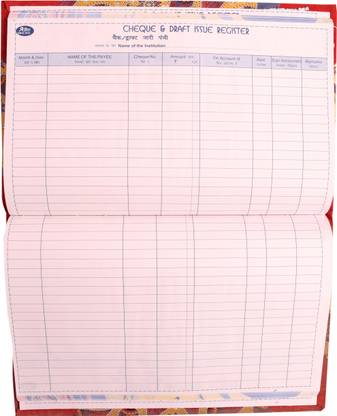 ABD Cheque/Draft Issue Register 100 Pages (Size 34*12 cm) 1-Part Cheque Record Register