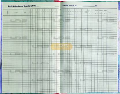 LRS Daily Attendance Register for Schools/Offices/Shops - 38 Pages Single - 75 GSM Ledger paper 1-Part Attendance Register