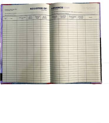 R K SALES Register of Advance Made To Employees, Under Rule 78, Pack of 1 2-Part Record keeping
