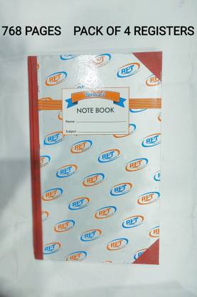 R K SALES R K Register 768 Pages, Pack of 4 Registers 1-Part Long Notebooks
